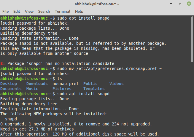 啟用快照支持Linux Mint 20