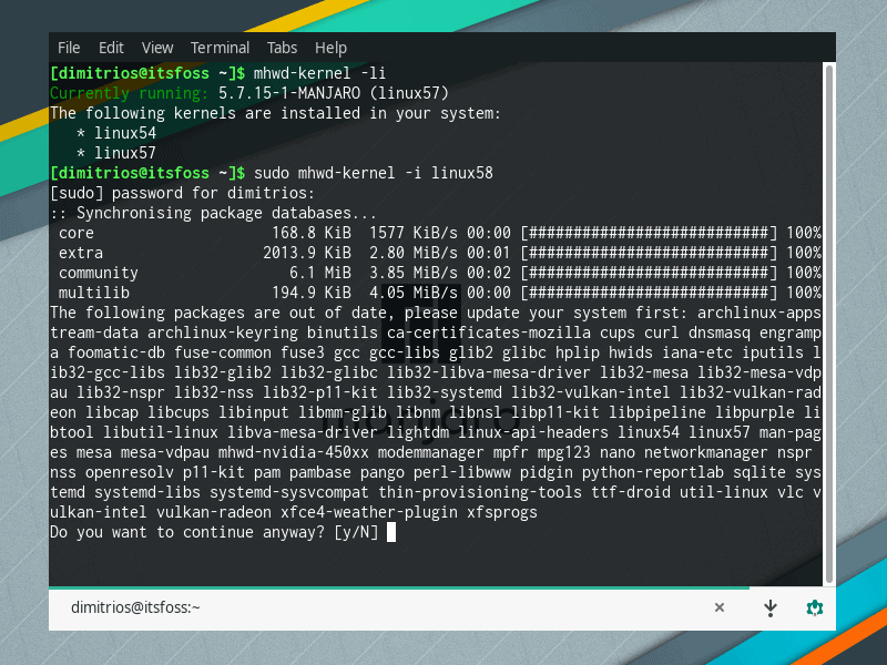 在Manjaro中安裝新的Linux內核