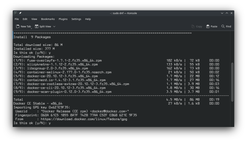 在 Fedora 中為 Docker 添加存儲庫時授權 gpg 密鑰