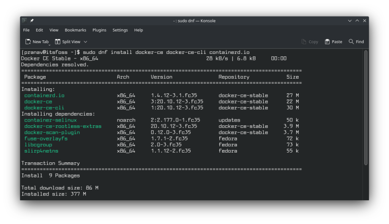 在 Fedora 上安裝 Docker